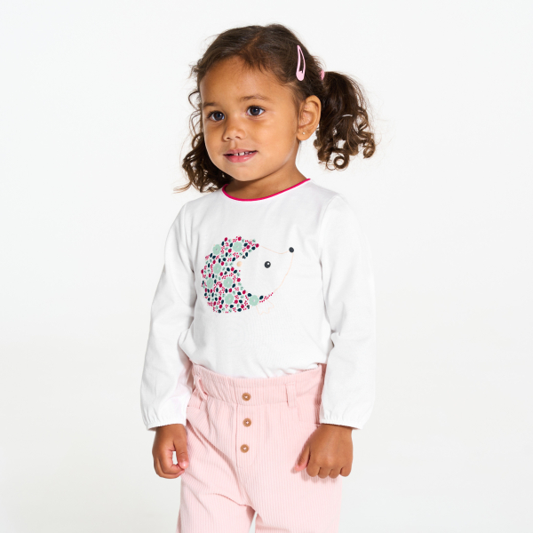 تيشيرت برسوم حيوانات باللون الوردي للفتيات الرضع.